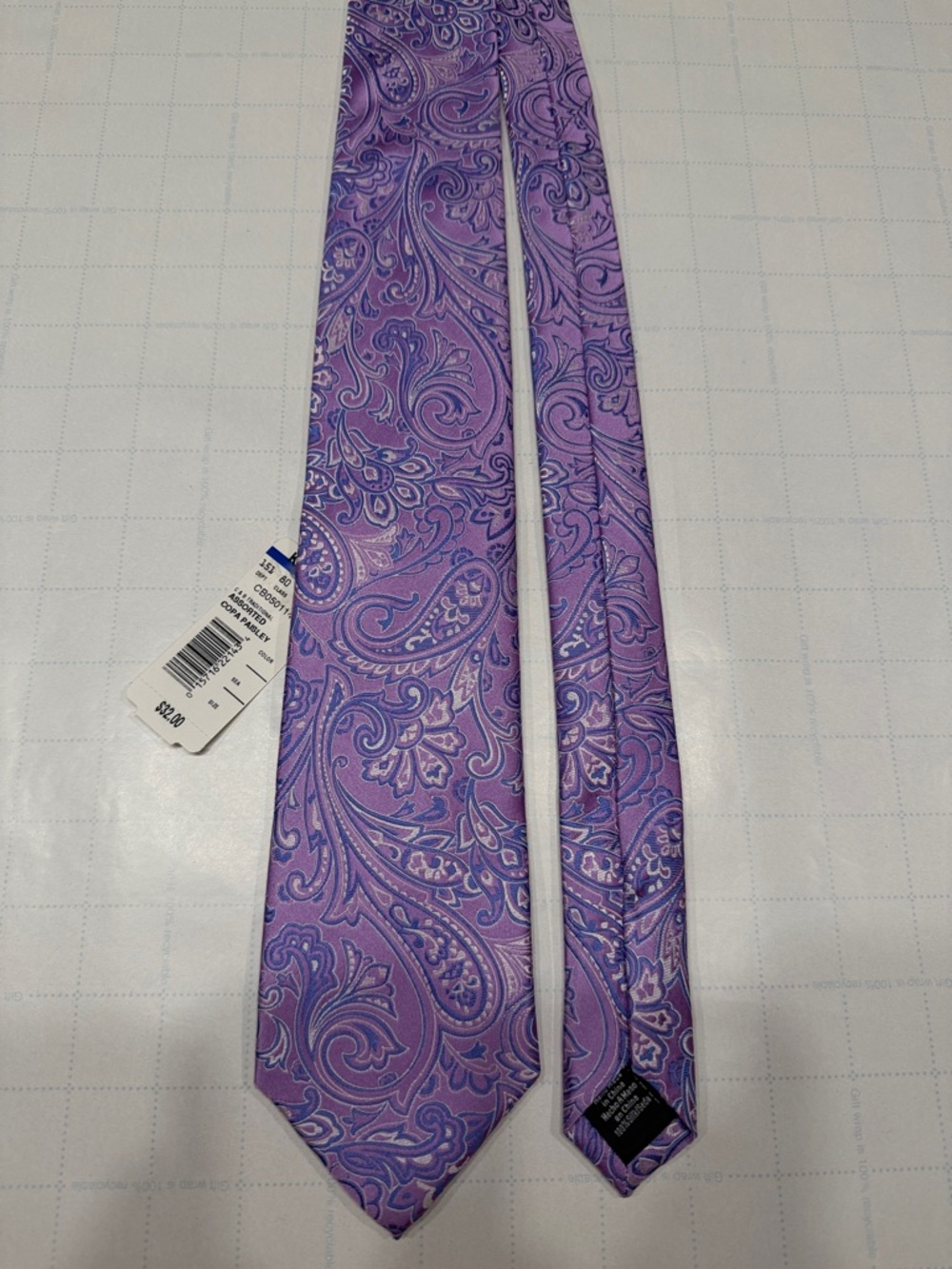 Men's Paisley Silk Tie in Lavender Pink and Purple